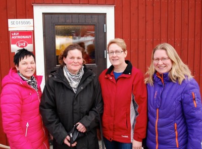 Några av intressenterna  bakom mejeriet i Rengsjö. Fr v Eva Bernstål, Jill Simsson, Carin och Jenny Bratt.